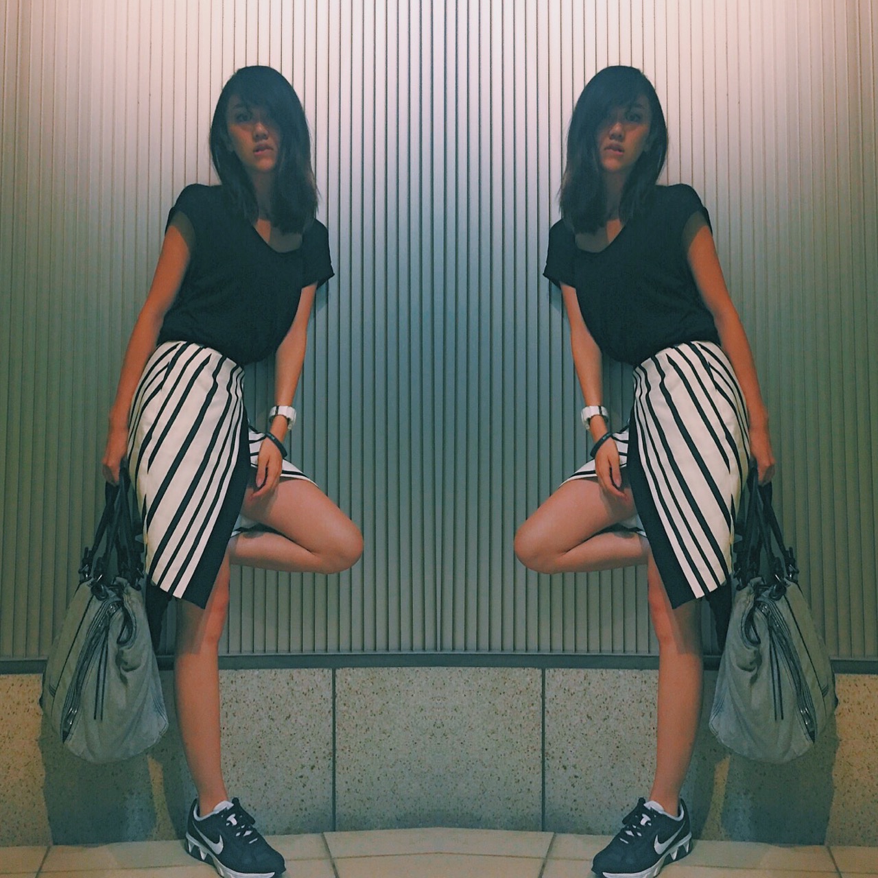 やっぱりモード×スポーツがお好き。ZARAのnewスカートでブラックコーデ！#ootd #outfit