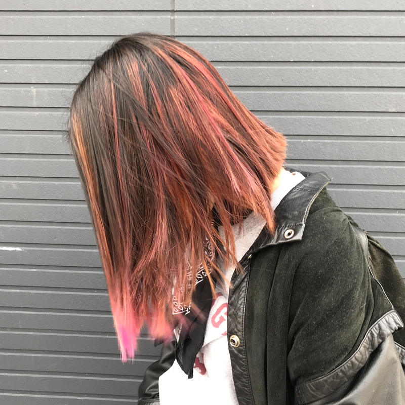 2019春のオレンジヘアカラー #バレイヤージュ