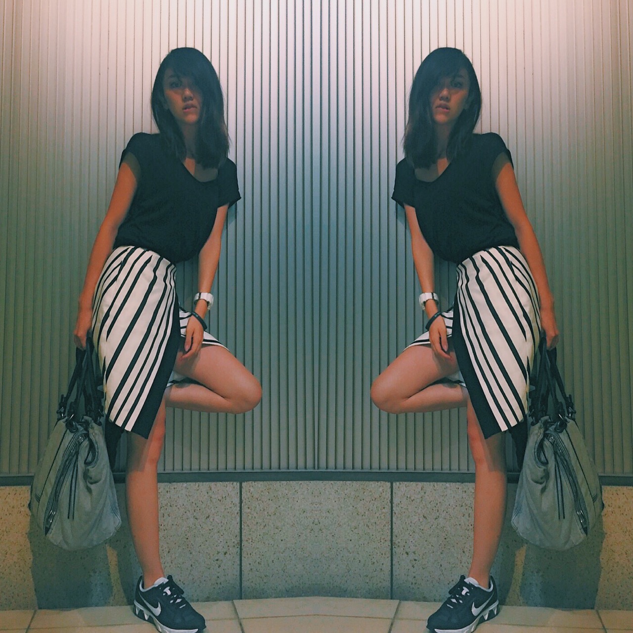 やっぱりモード×スポーツがお好き。ZARAのnewスカートでブラックコーデ！#ootd #outfit