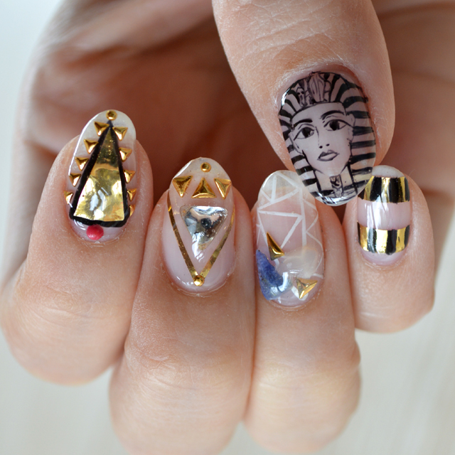 天然石とファラオネイル #夏のクリアネイル #EgyptNail #StoneNail