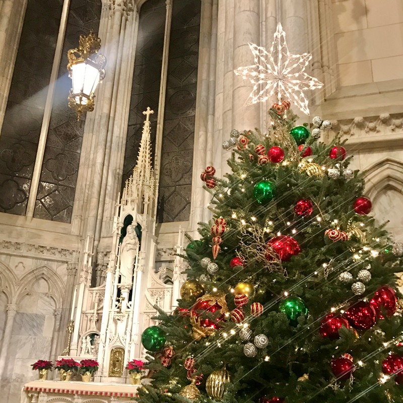 ロックフェラーセンターのクリスマスツリーとセント・パトリック大聖堂 #NYC