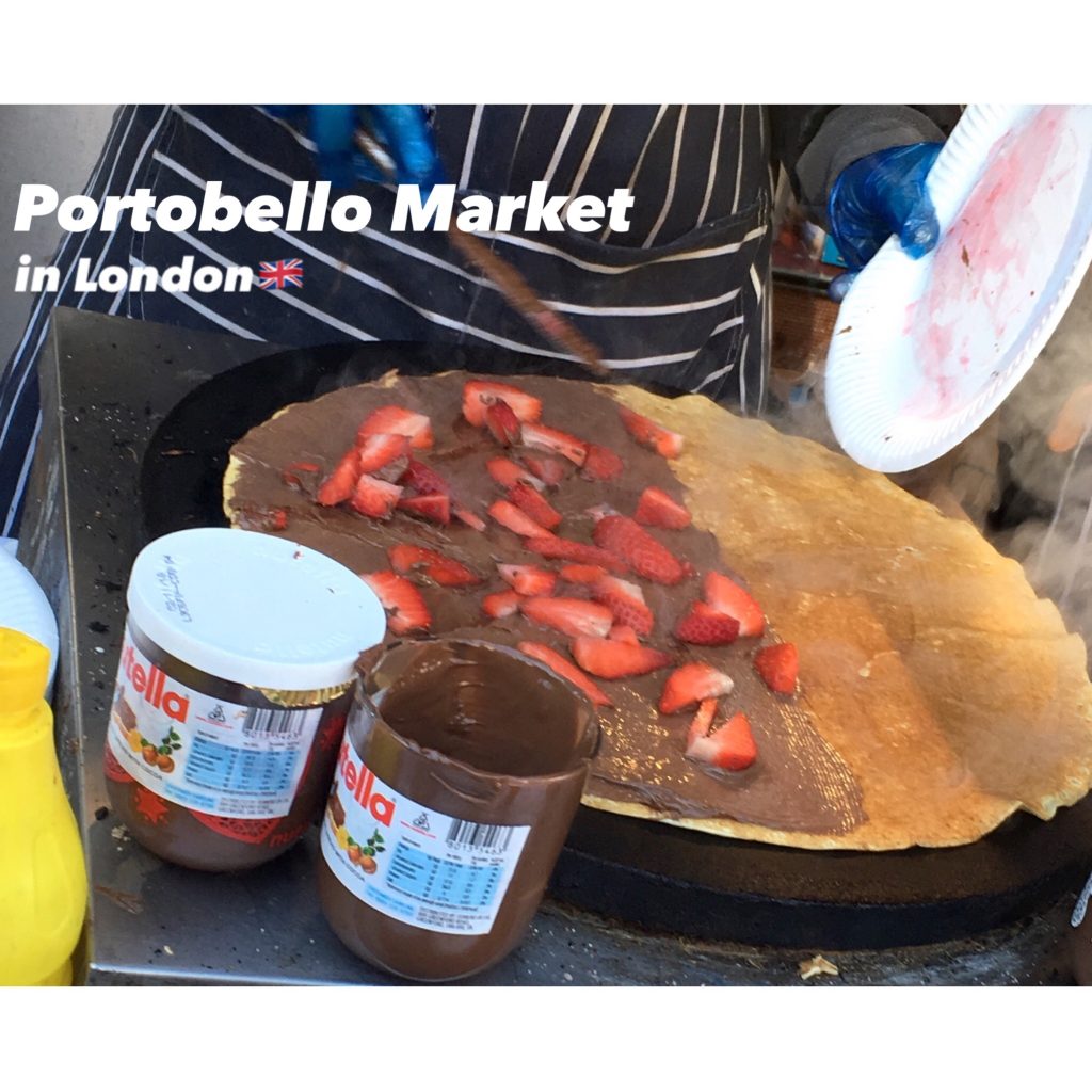 #LONDON #PortobelloMarket の最強グルメ事情♡ #nutella と苺のクレープ & #ベジタリアン も食べれる超美味しいラップサンド。 #foodporn #ミリ旅
